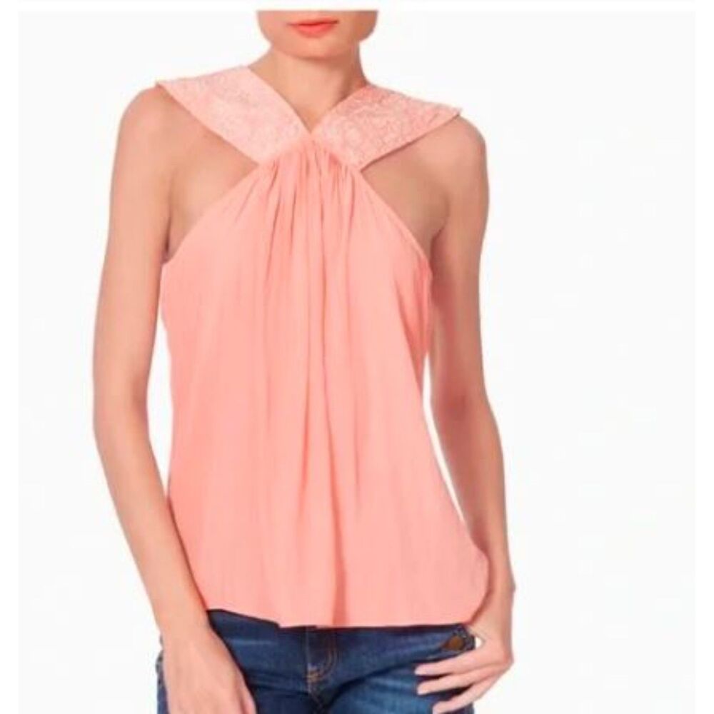 Ramy Brook Darby Embriodered Tank Top Coral Peach NWT 295 Sz S - Picture 6 of 13